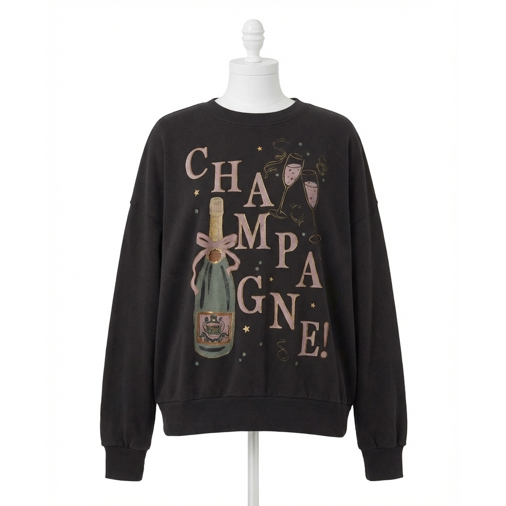 NEW Z SUPPLY celebrate sunday champagne sweatshirt in black sand